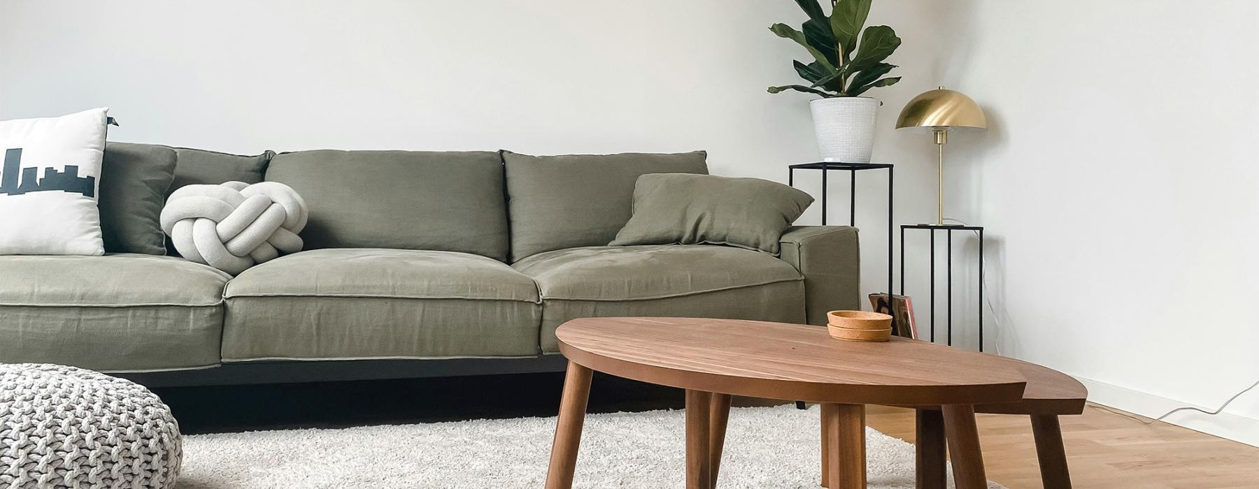 a living room with a couch and a coffee table